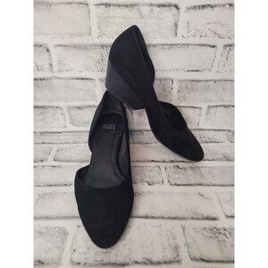 EUC Eileen Fisher Lily Half D'Orsay Black Suede Pumps Size 9